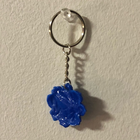 Handmade Blue Flower Keychain - Picture 2 of 3